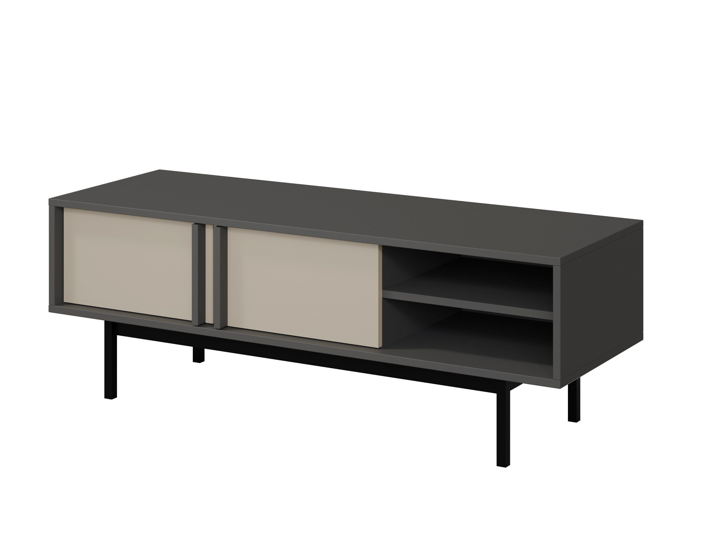 Compleo TV-Schrank schmal 123 breit MALTS, 2 Türen, Japandi Design