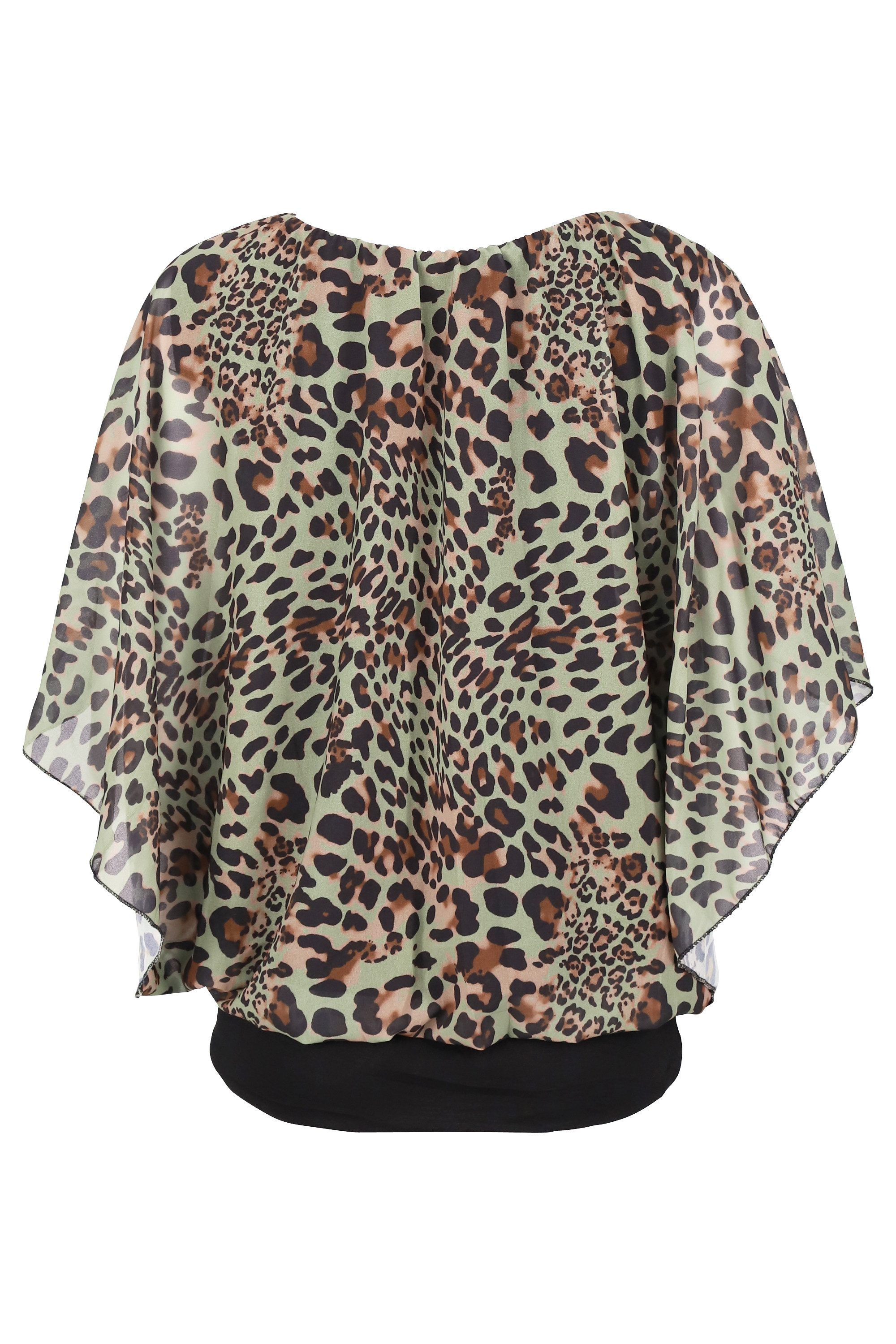 malito more than fashion Chiffonbluse malito Damen Bluse im Fledermaus Look, Tunika mit Rundhals und breite Bluse im Fledermaus Look Einheitsgröße – Bild 2 von 3