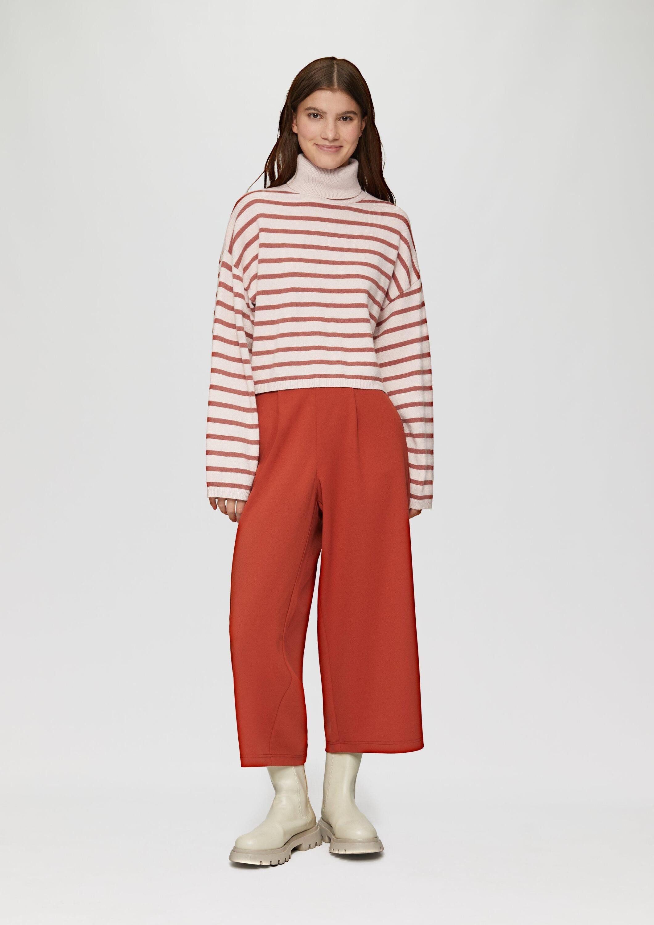 QS Longpullover Strickpullover Verkürzter Pullover aus Viskosemix günstig online kaufen