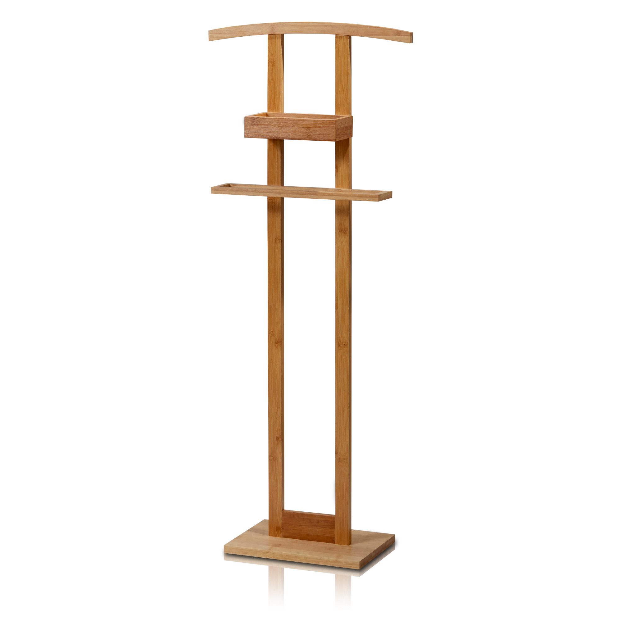 KHG Herrendiener aus Bambus Echtholz für Kleidung, (Stummer Diener, Sackohalter mit Hosenbügel sowie Accessoire-Fach)