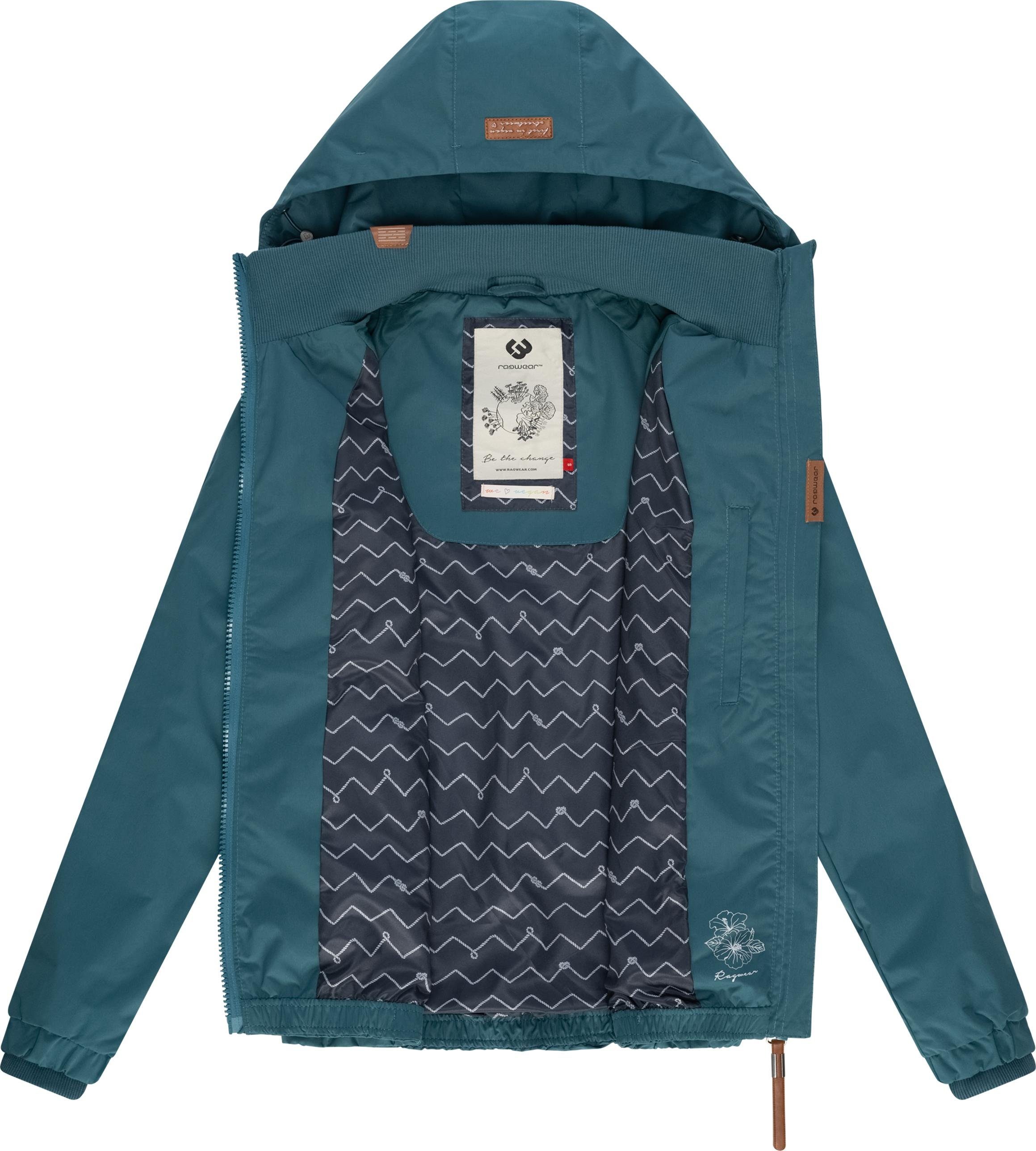 Dizzie Ragwear stylische großer Kapuze Übergangsjacke Outdoorjacke mit ocean