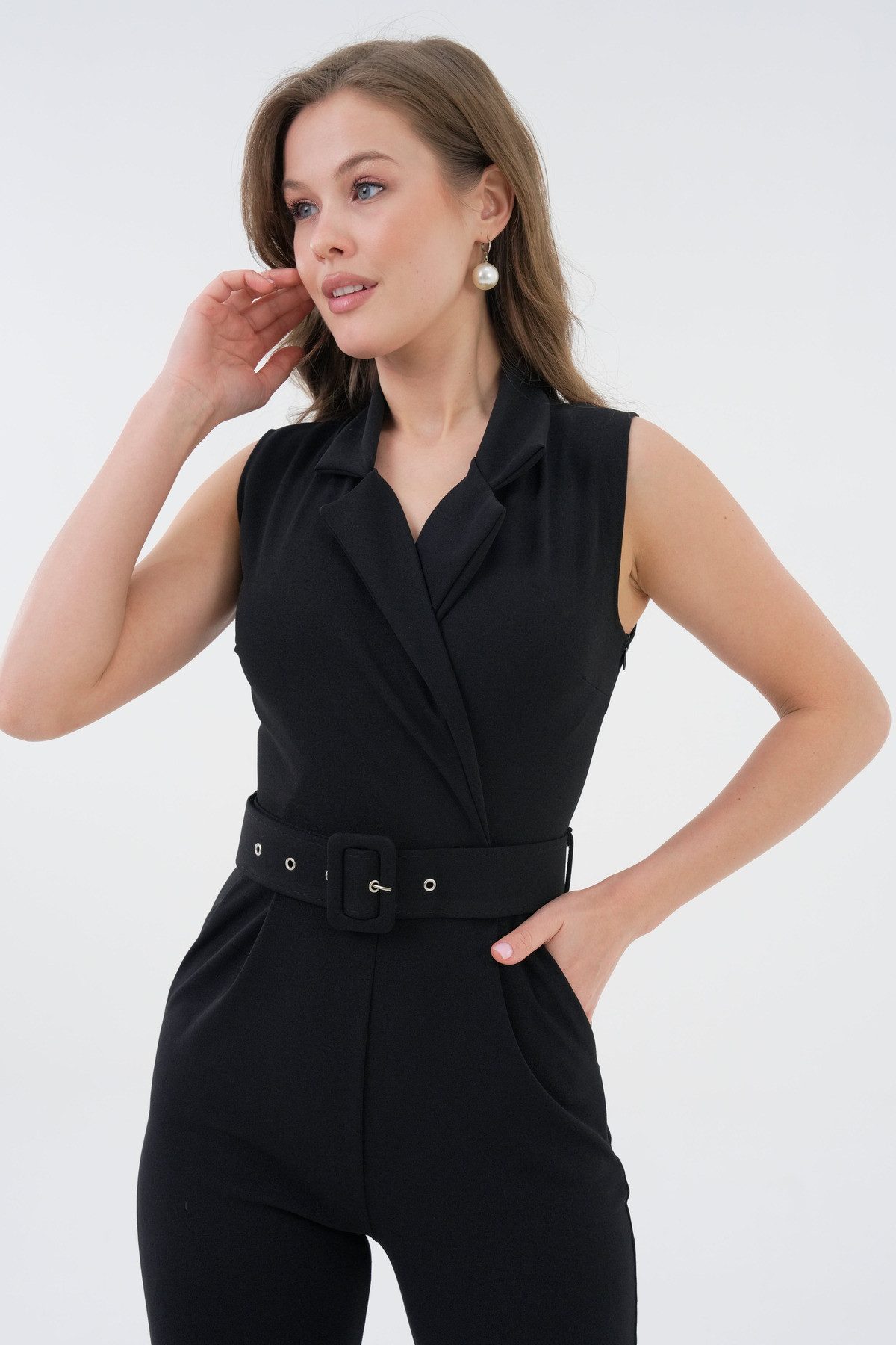 WOMAN VISION Overall Damen Stretch Scuba Crepe Stoff Seitentasche Gürtel Sl günstig online kaufen