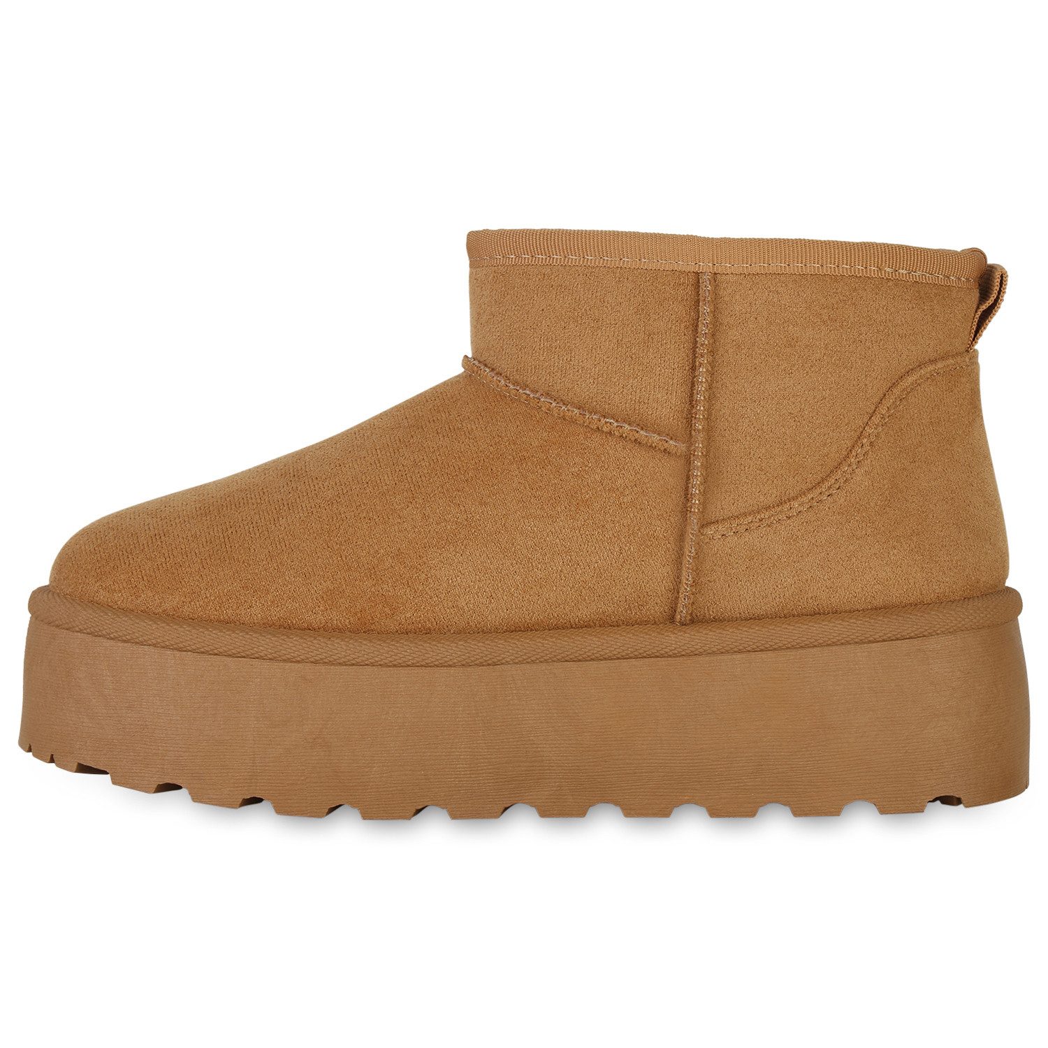 VAN HILL 840596 Plateaustiefelette Damen Warm Gefütterte Plateau Boots Profil-Sohle Plateau-