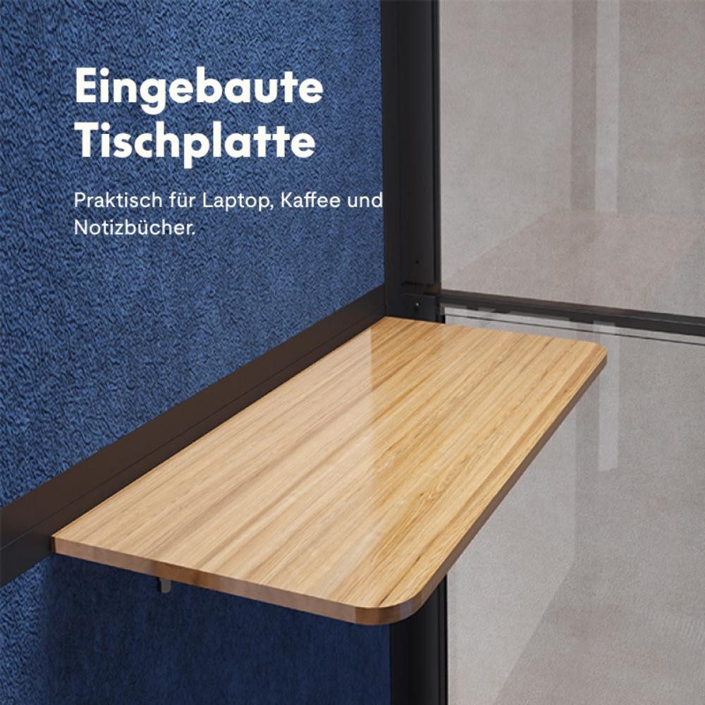 FLEXISPOT Büro-Set Höhenverstellbare Telefonbox, Quiet Meeting Pod, Büro-Pod, (Außen: Grau + Interior: Blau)