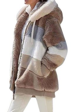 RUZU UG Anorak Damen Mantel Kapuzenjacke Winterjacke Warm Hoodie Pullover Jacken