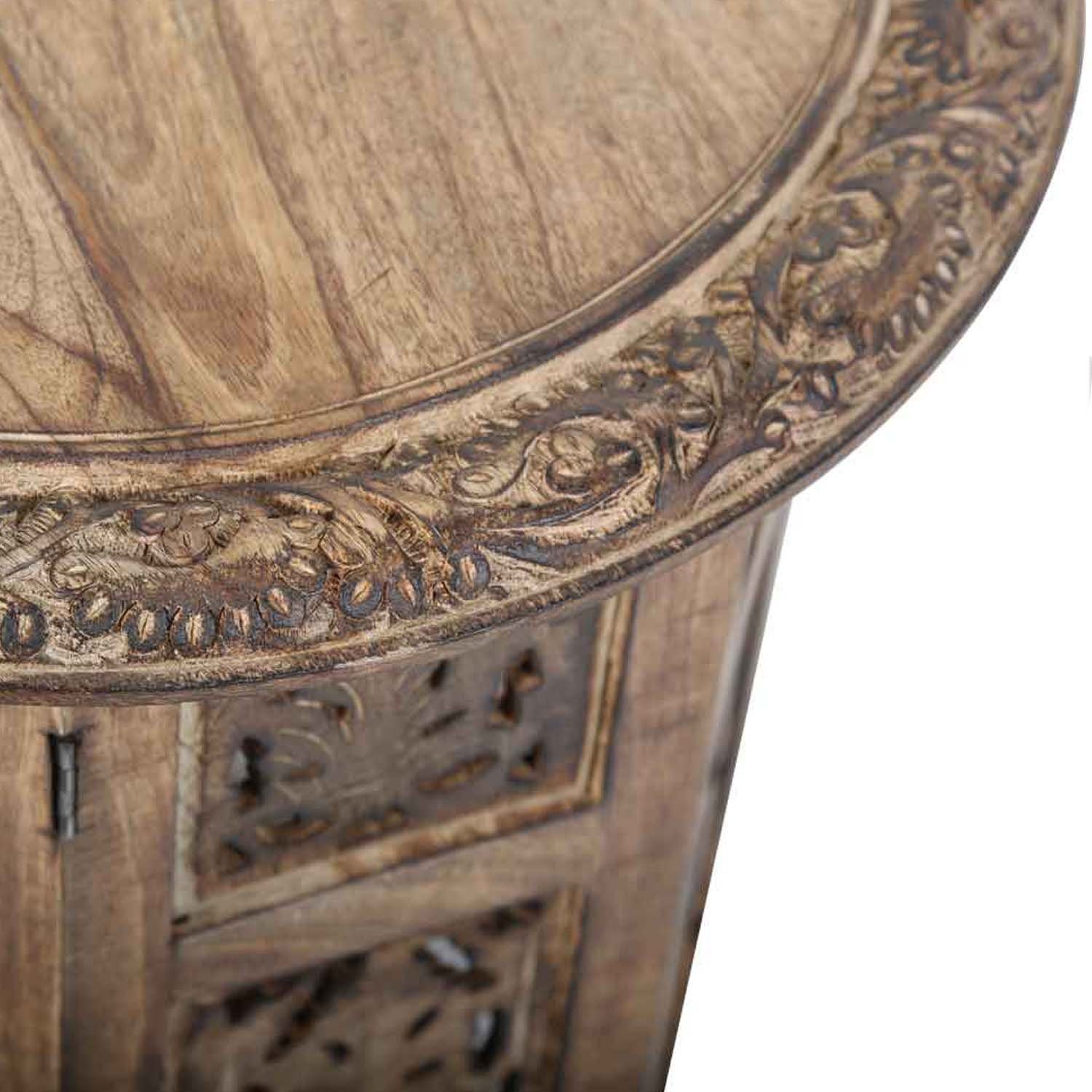 Massivholz, Casa Ø46cm Kunsthandwerk Braun Moro Beistelltisch Orientalischer rund Soumaya aus Beistelltisch