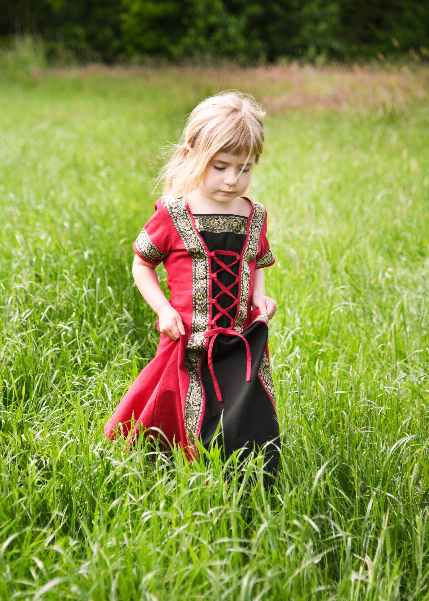 Battle Merchant Burgfräulein-Kostüm Kinder Fantasy-Mittelalterkleid rot-schwarz "Eleanor"
