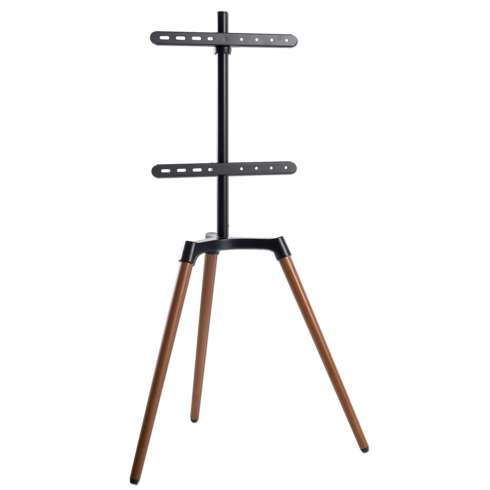 TV-Ständer Design Staffelei TV-Stativ Halterung bis 65" & 35kg (Schwarz/Nussbaum)