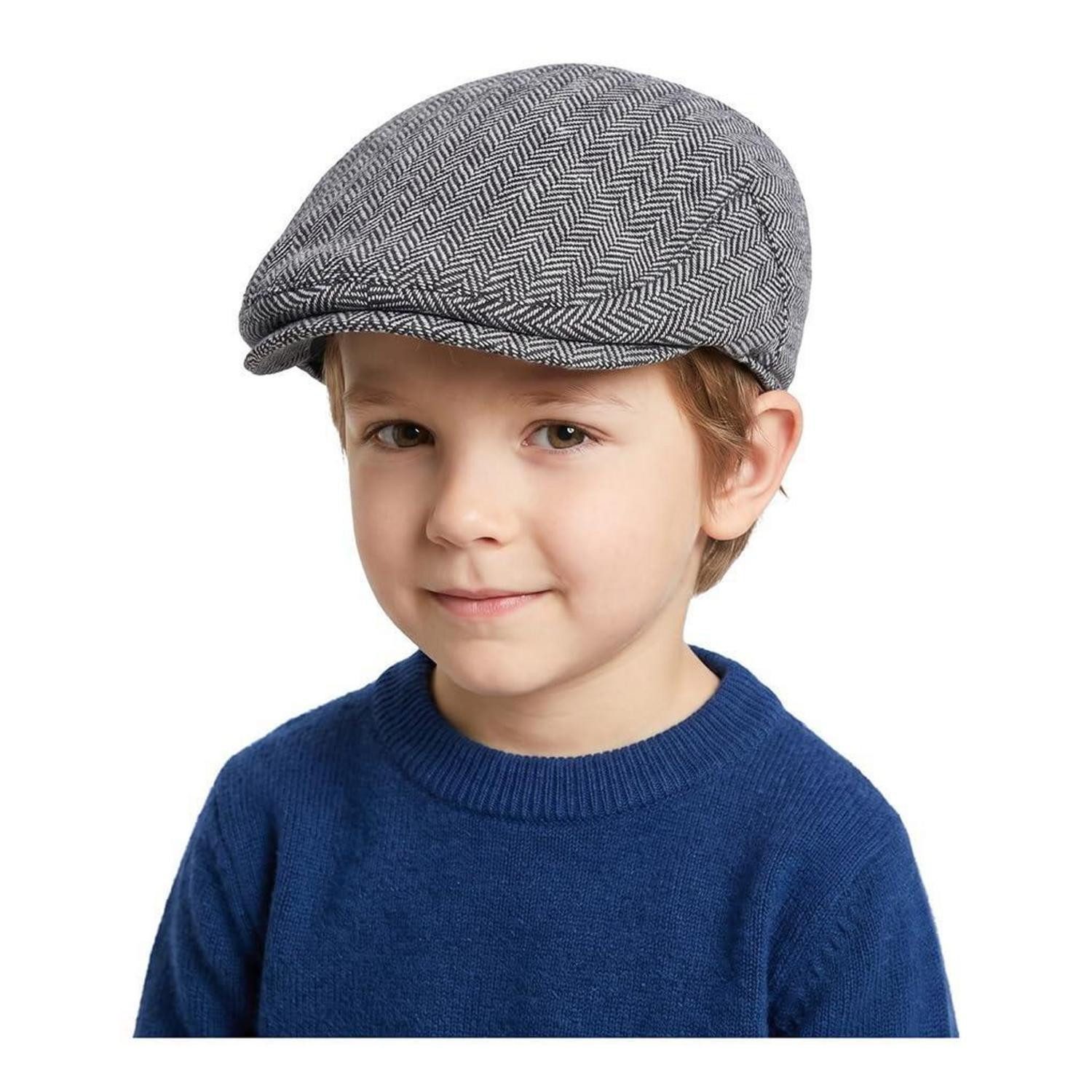 LuxusKollektion Schiebermütze Baskenmütze Kinder Wollmischgewebe Schwarz/Weiß (1-St)