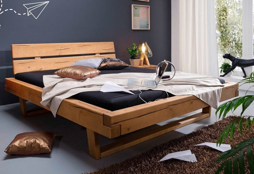 Main Möbel Massivholzbett Balkenbett 'Jeanette' 160x200cm günstig online kaufen