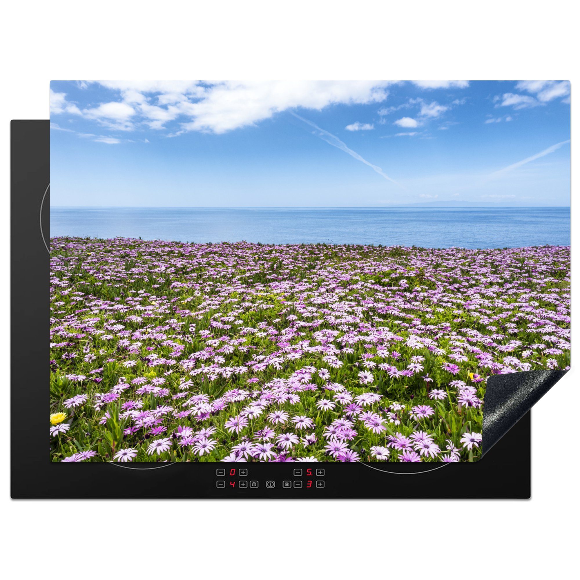 MuchoWow Herdblende-/Abdeckplatte Blumen - Frühling - Rosa, Vinyl, (1 tlg), 70x52 cm, Mobile Arbeitsfläche nutzbar, Ceranfeldabdeckung