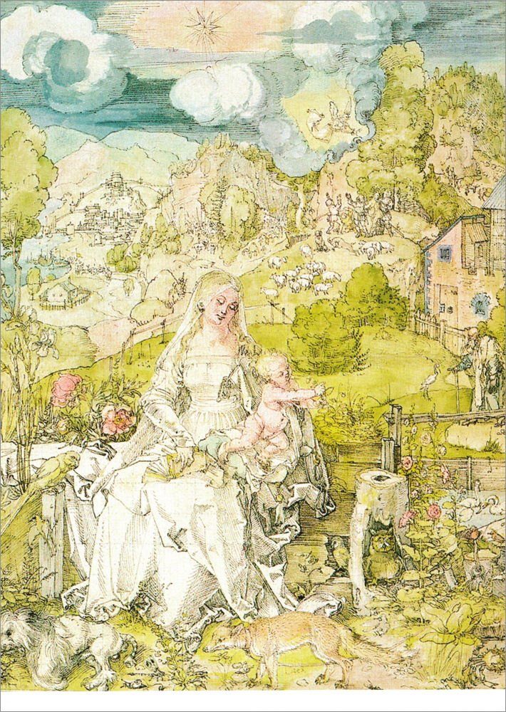 "Madonna den Tieren" Kunstkarte Postkarte Albrecht Dürer mit