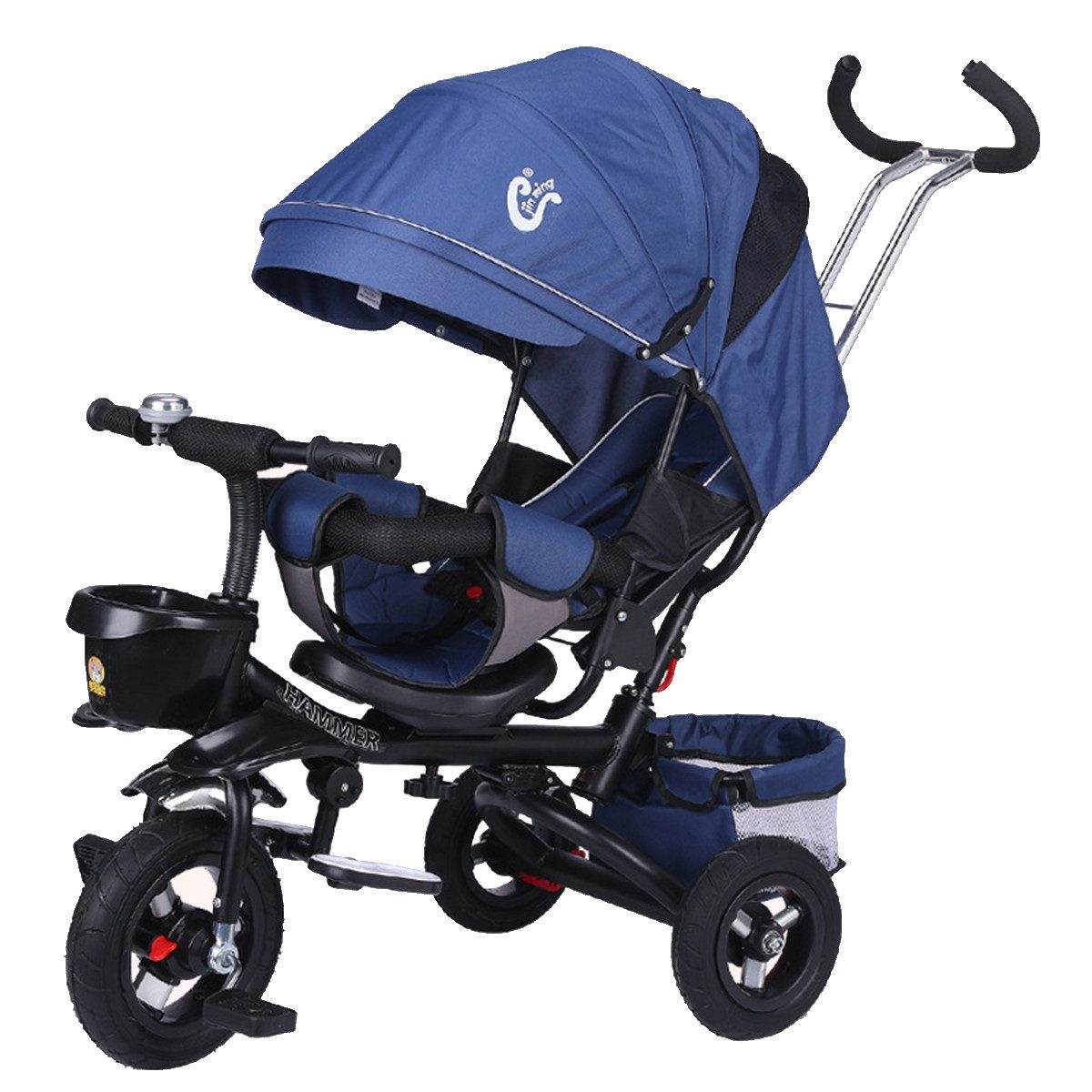 Novzep Kombi-Kinderwagen Baby-Dreirad, faltbar, Sicherheitssitz, Markise, vergrößerter, Aufbewahrungskorb, geeignet für Babys von 6 Monaten bis 6 Jahren