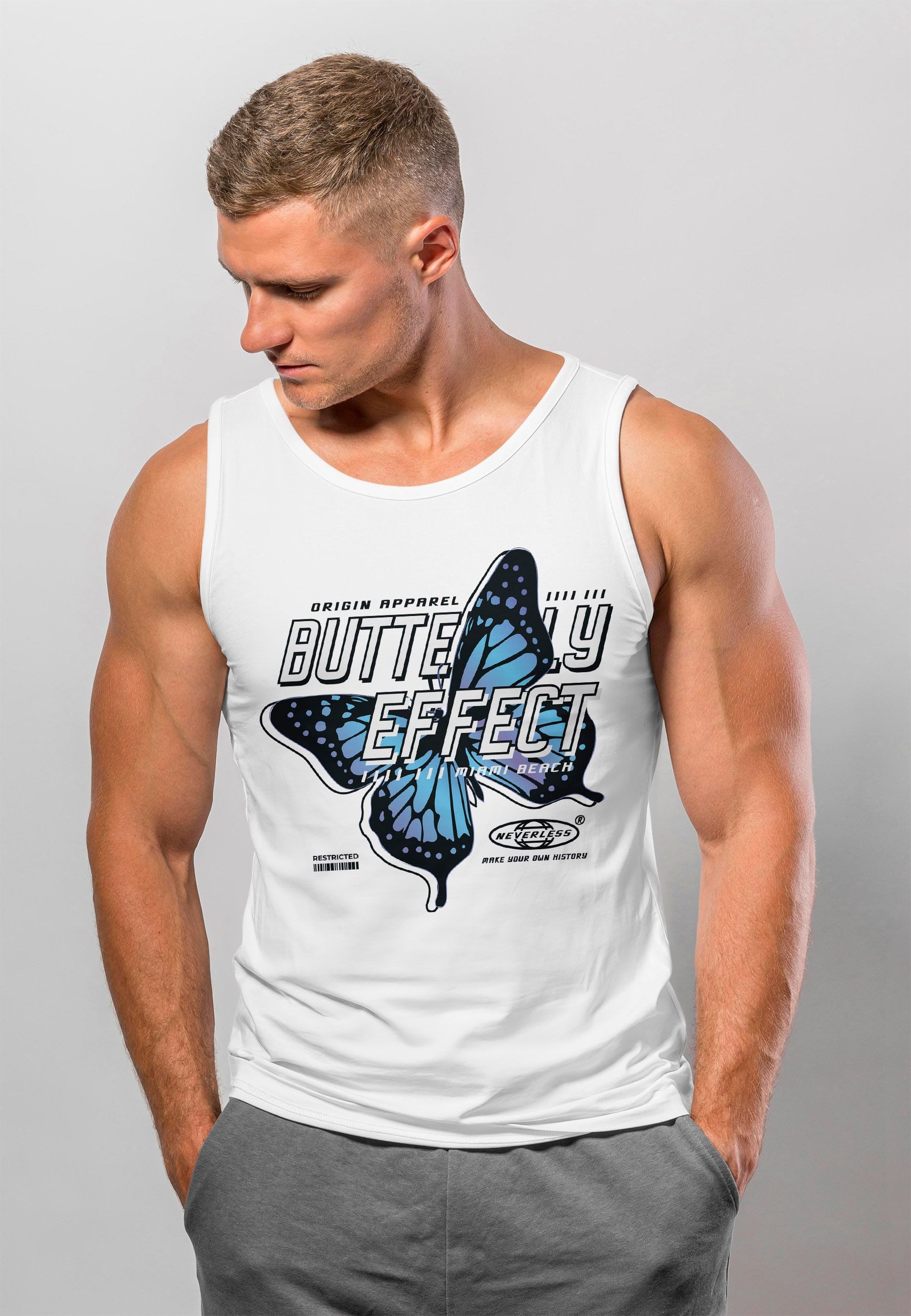 Neverless Tanktop Herren Tank-Top Bedruckt Schriftzug Butterfly Effect Schm günstig online kaufen