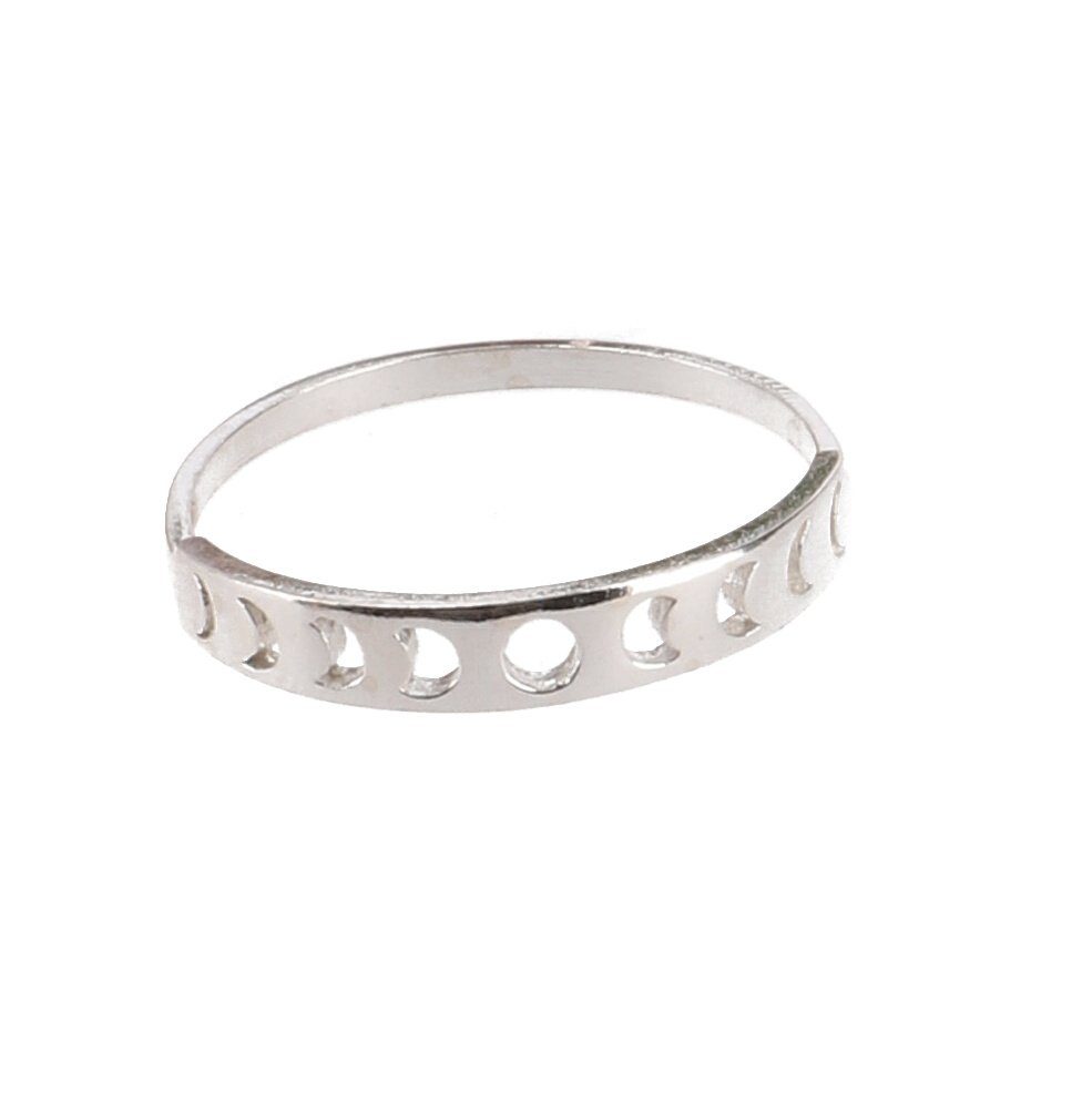 Guru-Shop Silberring Zarter Silberring, Mondphasen Ring aus Silber 58 (ca.18,5 mm)