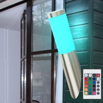 etc-shop Außen-Wandleuchte, Leuchtmittel inklusive, Warmweiß, Farbwechsel, Wandleuchte Außen Fackelleuchte Außenlampe Fassadenleuchte Edelstahl