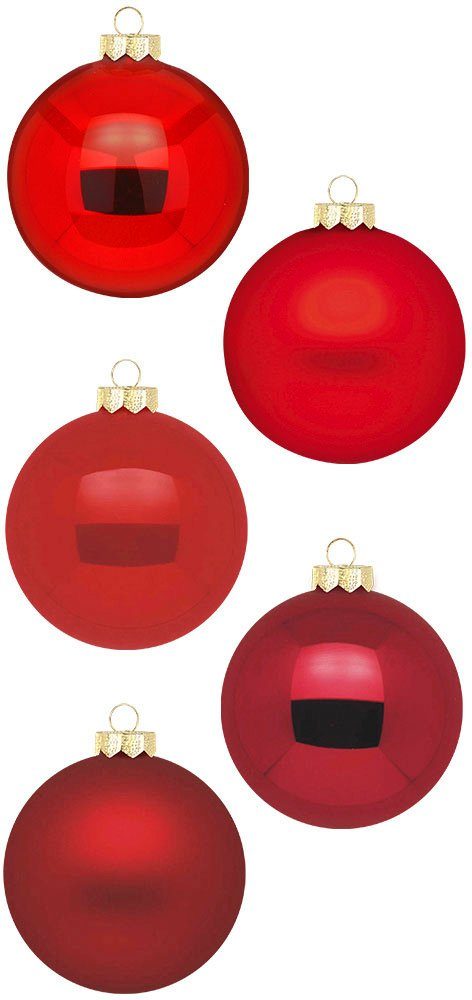 MAGIC by Inge Weihnachtsbaumkugel Ruby Red, Weihnachtsdeko, Christbaumschmuck (46 St), Christbaumkugeln aus Glas, 45 Kugeln Ø ca. 4-6 cm, inkl. Spitze 28 cm