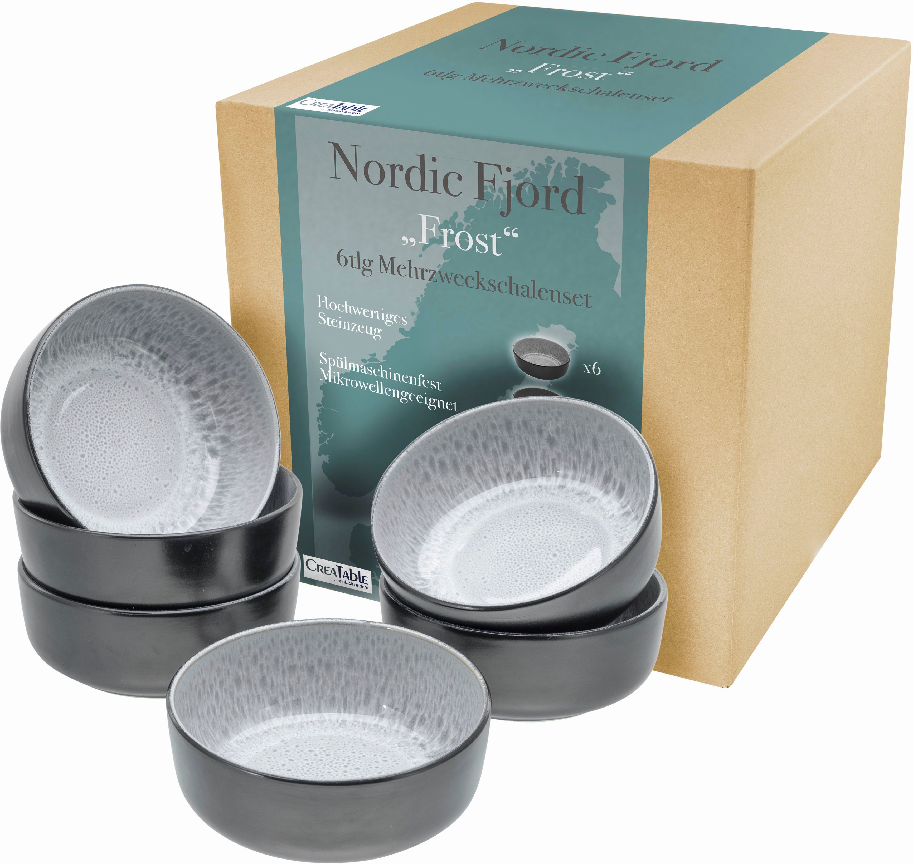 (Set, 6-tlg), Ø 960 Snackschale, Salatschale, Nordic Steinzeug, Müslischale Fjord, cm, ml 15,5 CreaTable