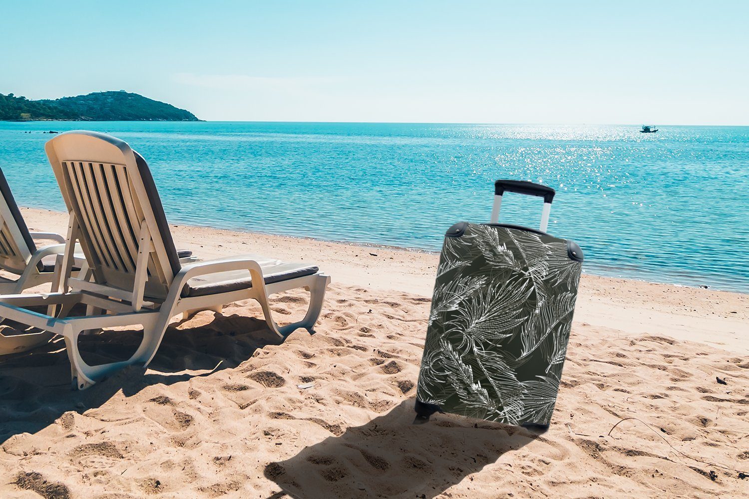 Handgepäck - Reisetasche Ferien, rollen, Tropisch Palmenblatt Hawaii, 4 Reisekoffer Handgepäckkoffer für Rollen, Design Trolley, - mit MuchoWow -
