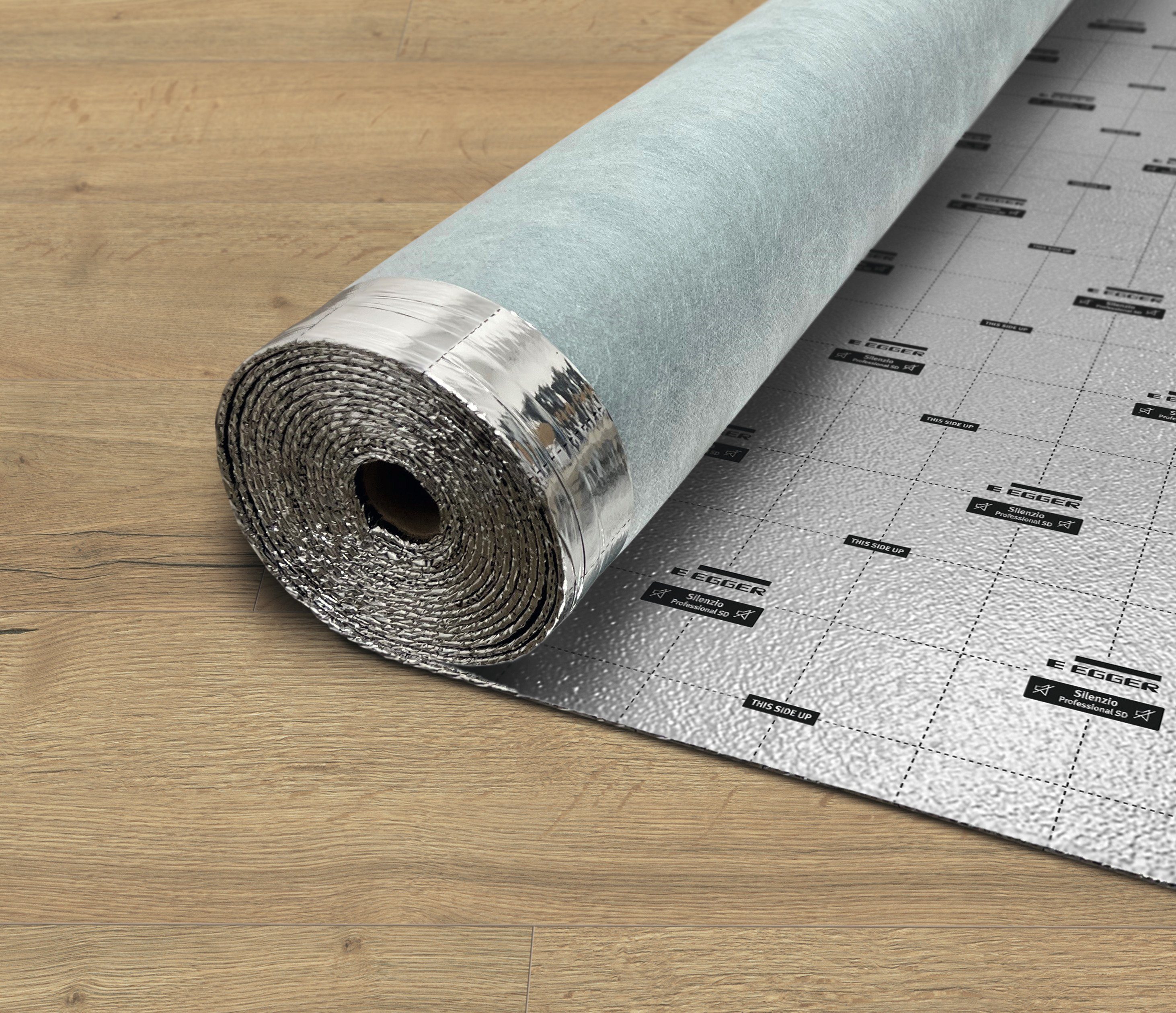 EGGER Trittschalldämmfolie SILENZIO SUPERIOR SD, 1,80 mm Stärke, Selbstmontage, mit integrierter Dampfsperre & selbstklebendem Dichtband