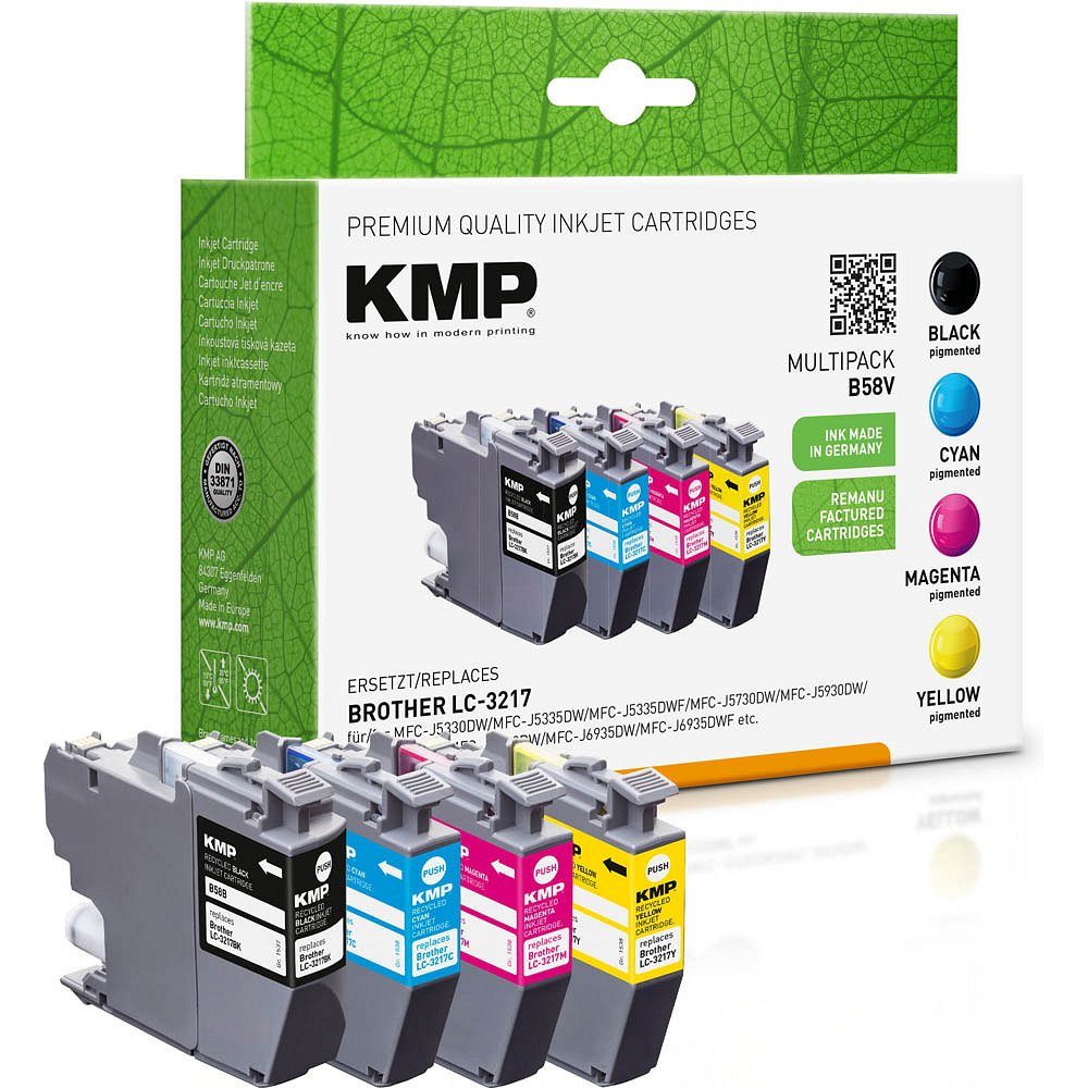KMP 1 Tinten-Multipack B58V ERSETZT Brother LC-3217 BK/C/M/Y Tintenpatrone (4 Farben)