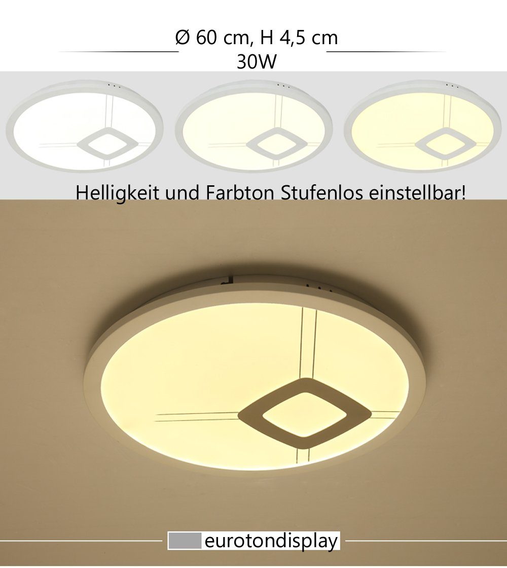 Euroton LED Deckenleuchte LED Deckenlampe Top Angebot Fernbedienung dimmbar Farbton einstellbar, LED fest integriert, Einstellbar, Warm- bis Kaltweiß, LED Deckenlampe