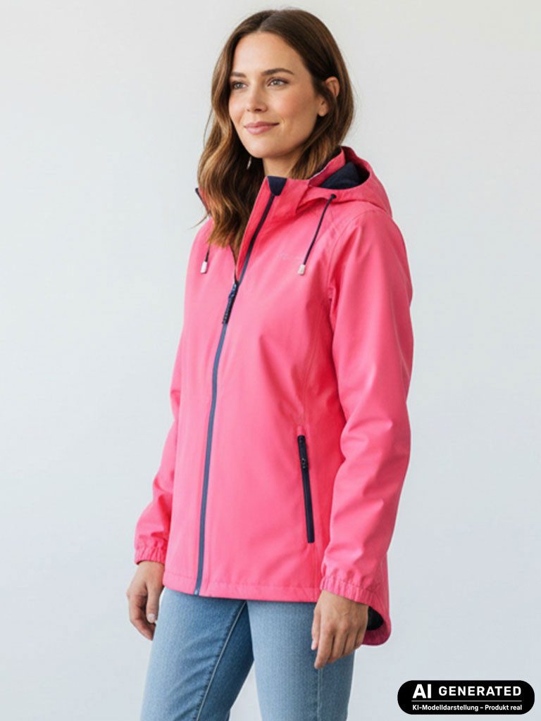 Dry Fashion Fahrradjacke Spiekeroog Damen Funktionsjacke - Regenjacke leicht & verstaubar Jacke Wasserdicht, Windicht, Atmungsaktiv, Kapuze mit Vorderschirm