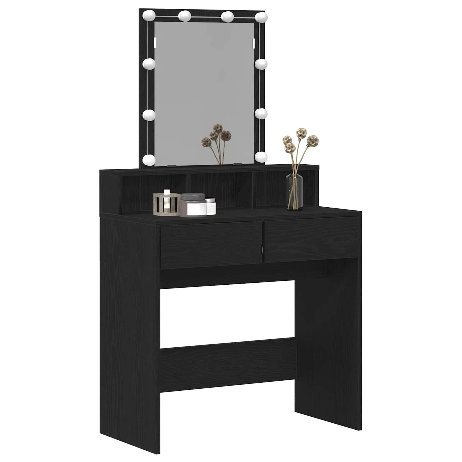 vidaXL Schminktisch Schminktisch Schwarz Eichen-Optik 80 x 41 x 144,5 cm (1-St)