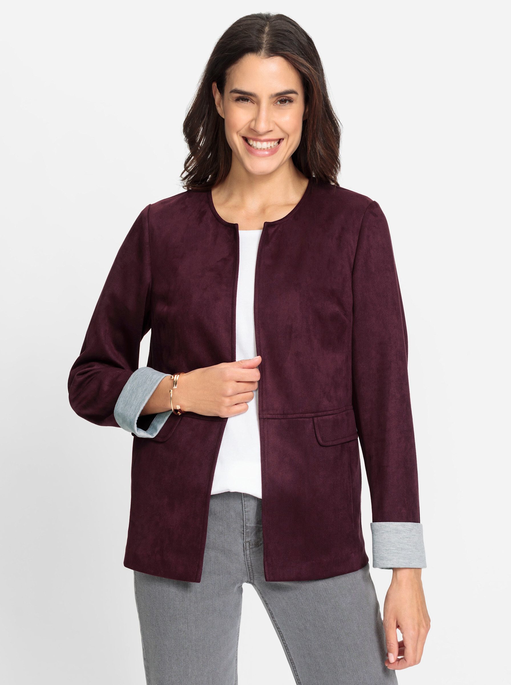 Blusenblazer Lederimitat-Blazer