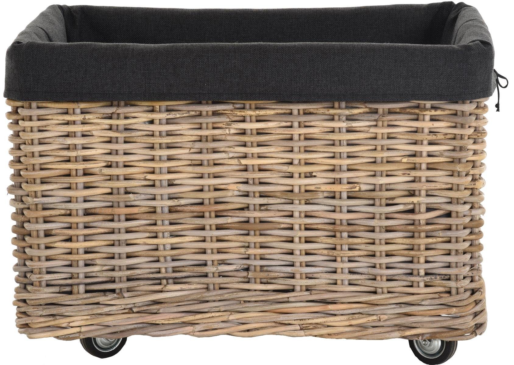 Krines Home Kaminholzkorb Großer Rollkorb Holzwagen Natur Rattan Korb Rollw günstig online kaufen