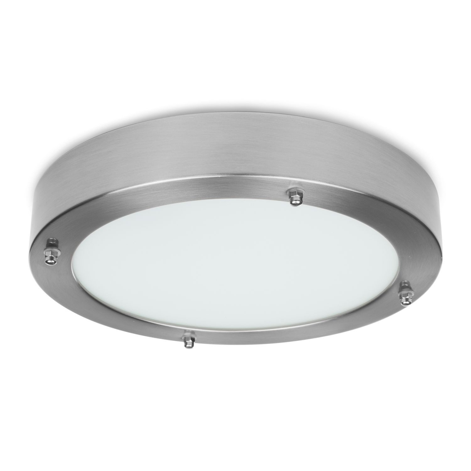smartwares Deckenleuchte Smartwares IWL-60004 Deckenleuchte – LED – Fürs Badezimmer geeignet –, LED, Stahl gebürstet/Glas, Ø 28 cm, 3000.022L
