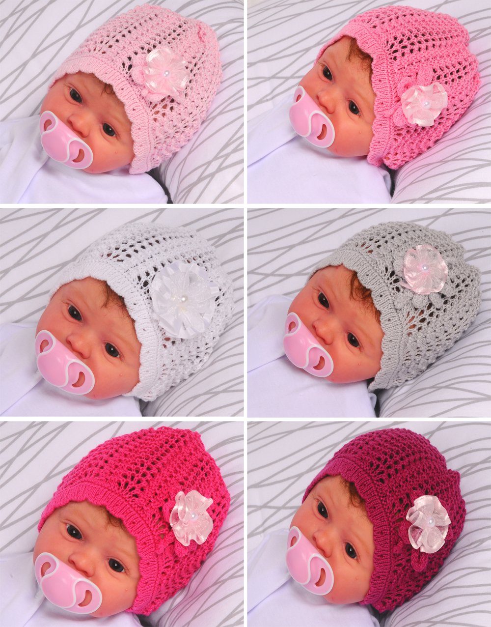 La Bortini Strickmütze Mütze für Baby und Kinder Rosa dunkel