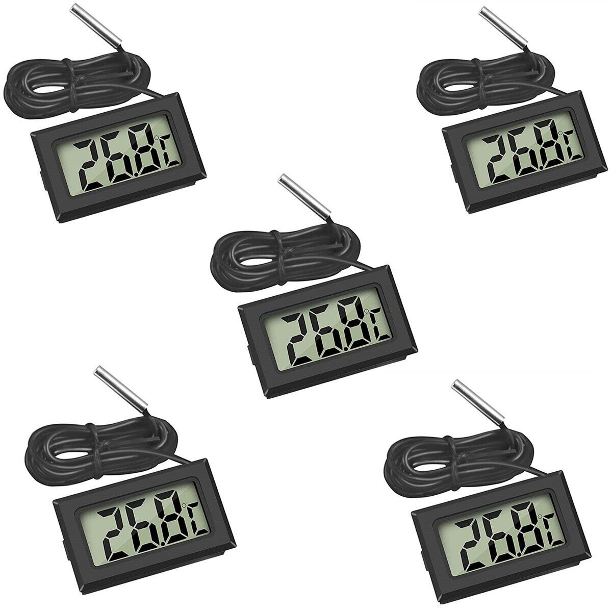 Olotos Акваріумний термометр Digital Термометр Temperatur Messgerät LCD Anzeige mit Fühler 5 Stk., 5-tlg.