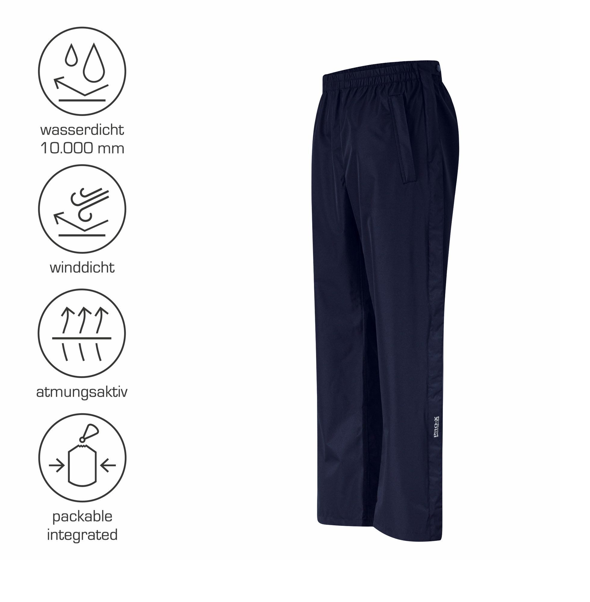 PRO-X ELEMENTS Regenhose LOGON integrierte Packtasche