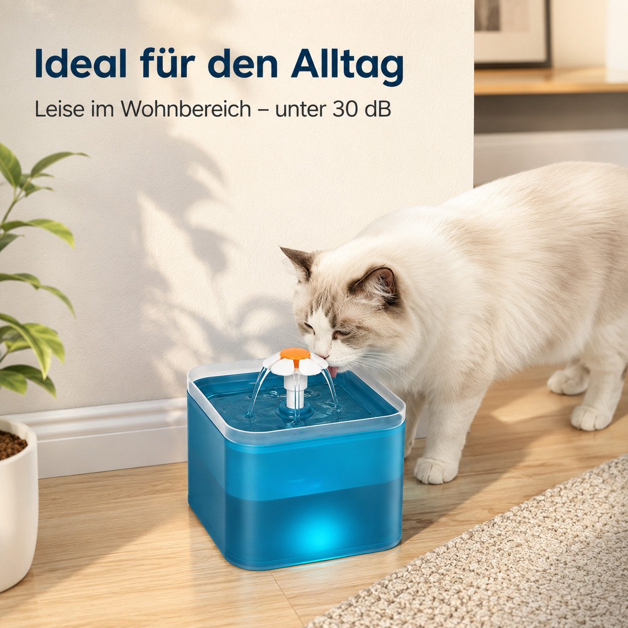 PETKIT Trinkbrunnen 2 l, Katzen Wasserspender, Vierfach-Filtersystem und LED-Anzeige