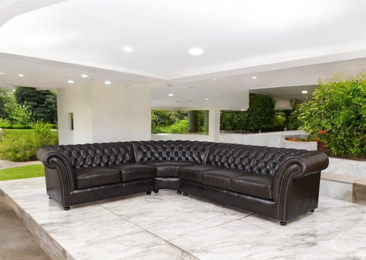 Salottini Chesterfield-Sofa Chesterfield Ecksofa Leder Darby Wohnlandschaft, 3 Teile, Vollleder