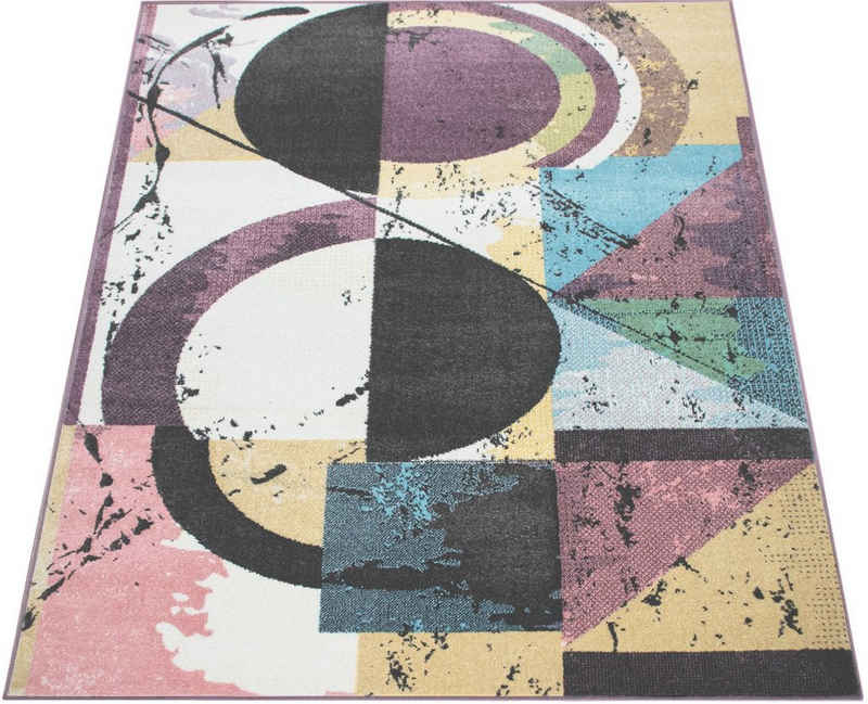 Teppich Petit 484, Paco Home, rechteckig, Höhe: 13 mm, Kurzflor, modernes abstraktes Motiv, Pastell-Farben