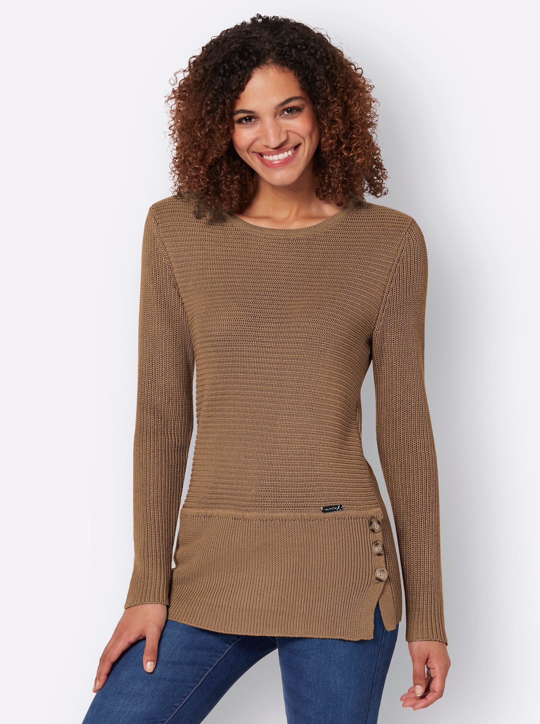 Witt Strickpullover Pullover Langarm Querstrick, Ripp