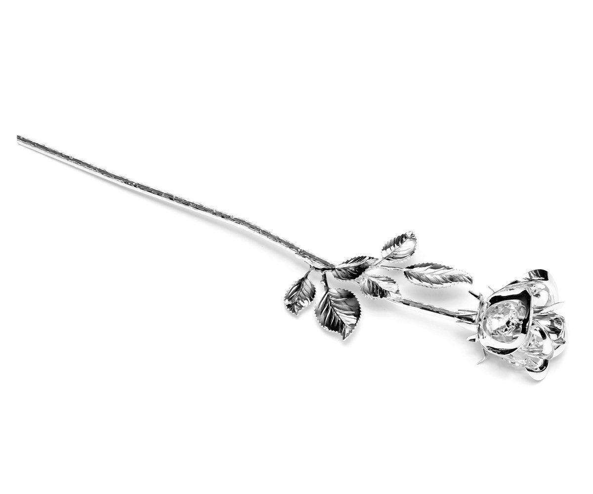 Kristalle Brillibrum Dekoblume, Kunstblume versilbert Swarovski Metall Rose