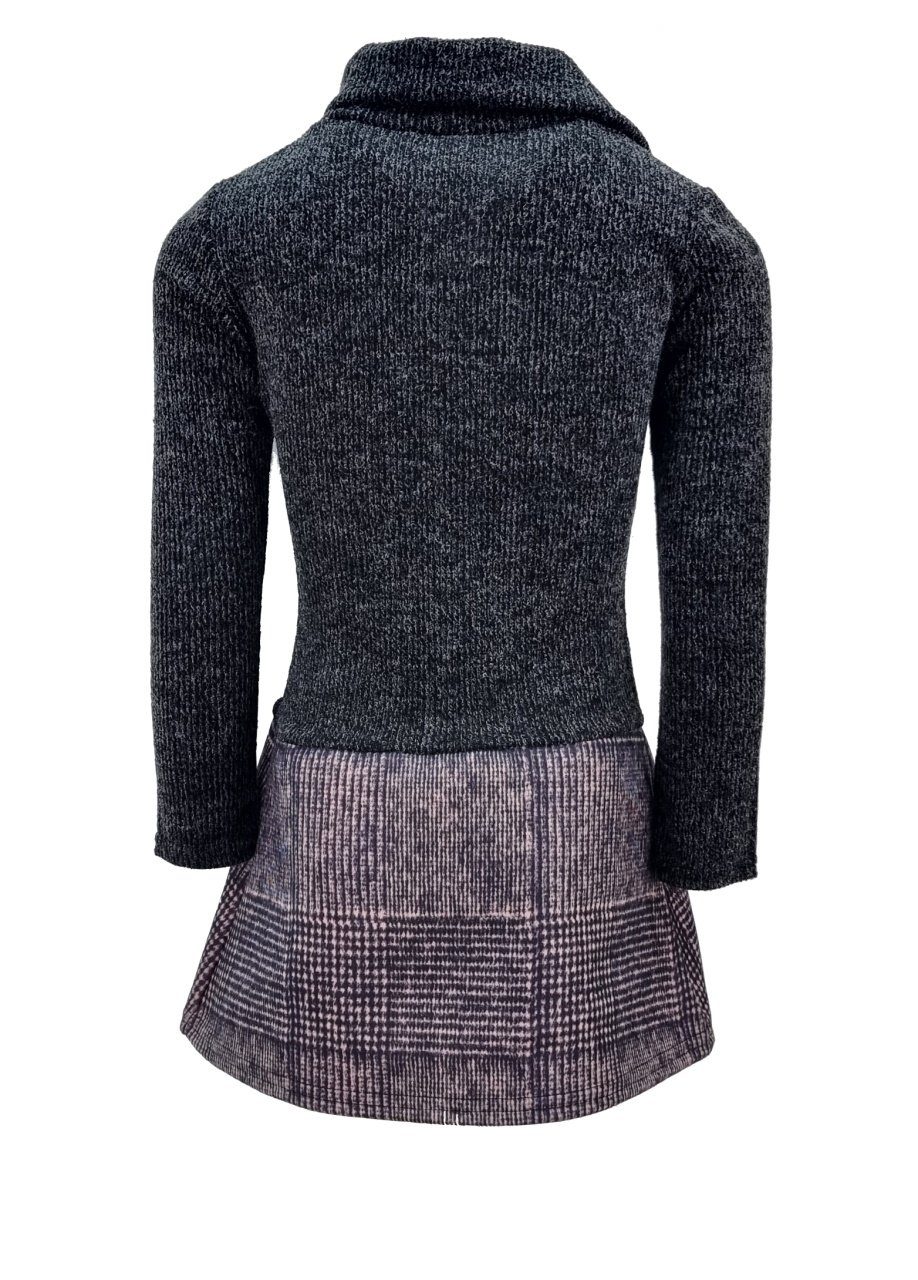 Winterkleid Strickkleid Grau Mädchen Fashion A-Linien-Kleid K36 Girls Kleid