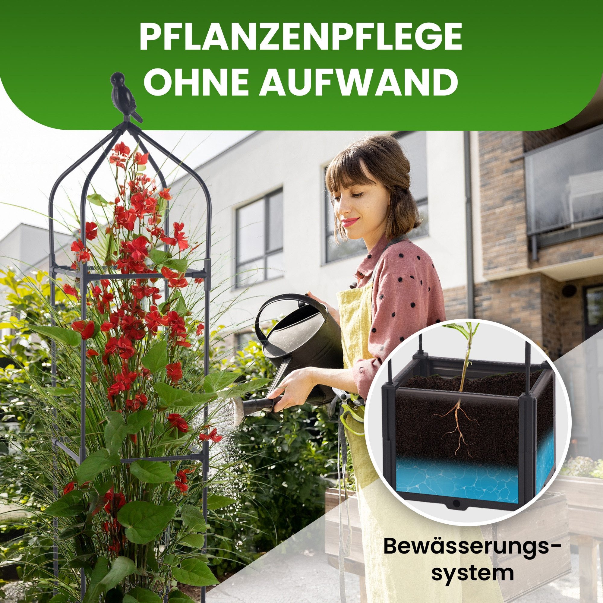 Gartenwelt Riegelsberger Blumenkasten mit Rankhilfe 3 Ebenen 30x30x160 cm für innen und außen