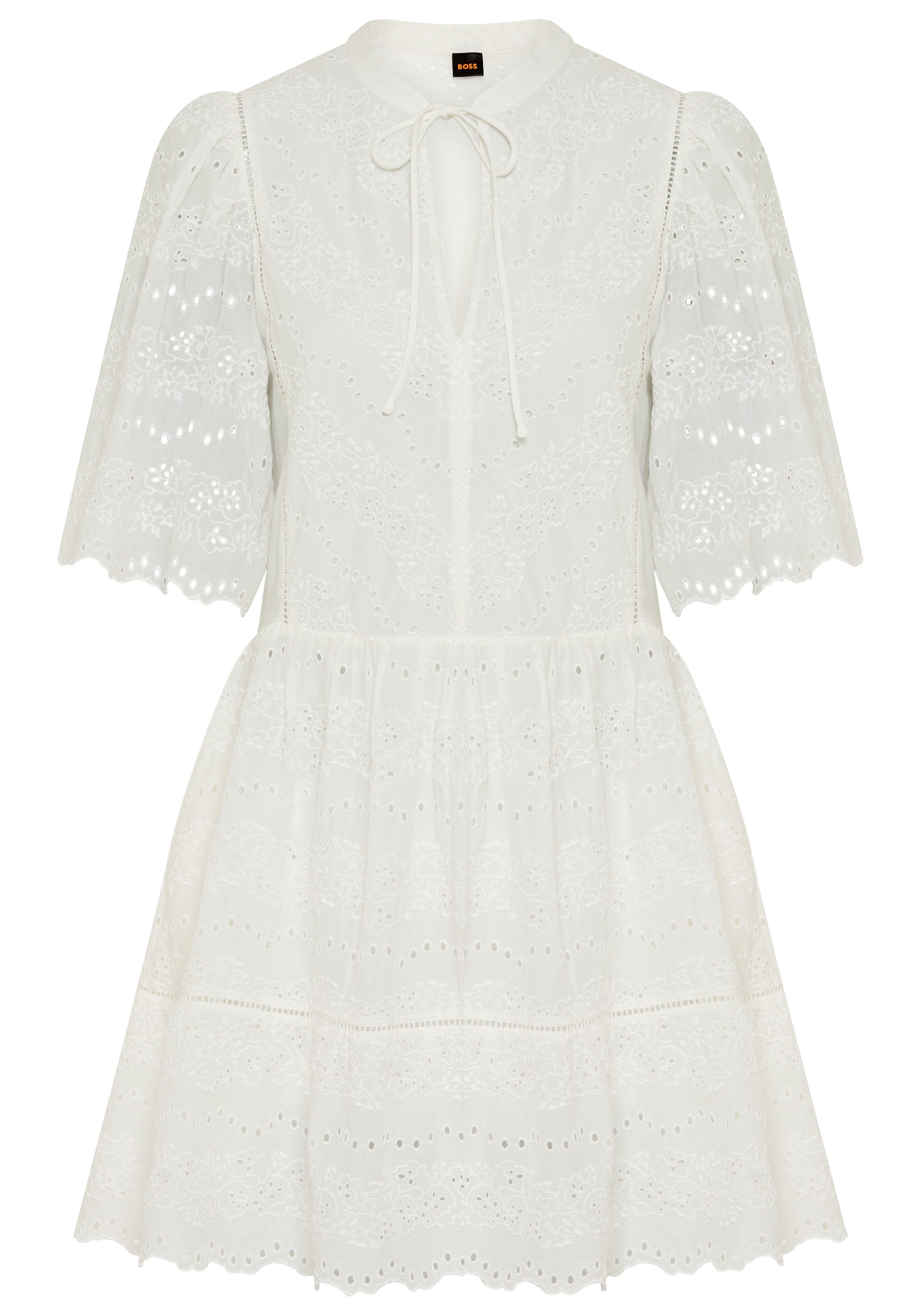 BOSS ORANGE Sommerkleid Denvita Premium Damenmode mit Lochstickerei, Mini-Länge – Bild 5 von 5