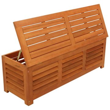 DEGAMO Kissenbox MONZA (1 St), 128x42x43,5cm, Eukalyptus Holz, mit Sitzpolster grau