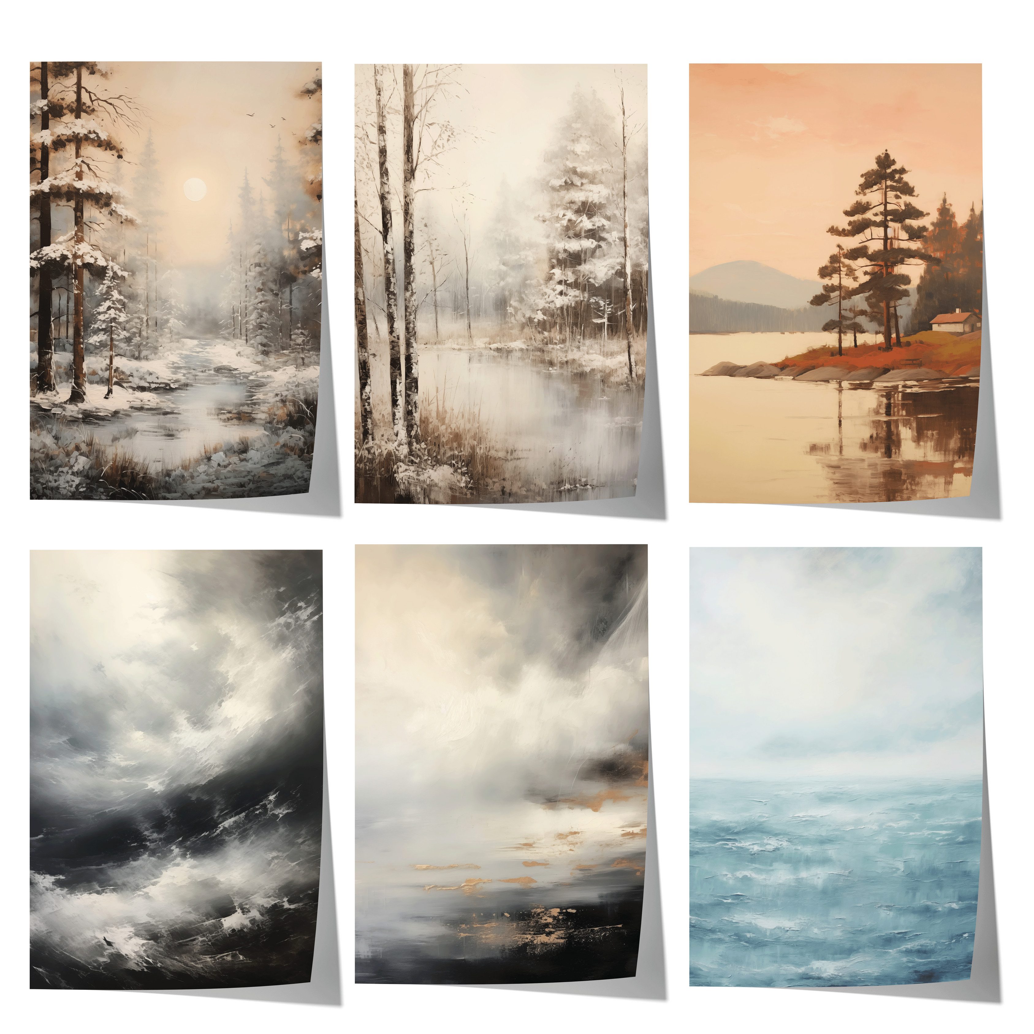 JUSTGOODMOOD Poster Vintage Landschaft Geschenkidee Wald und Meereslandschaften Dekoprint, D (1 St)
