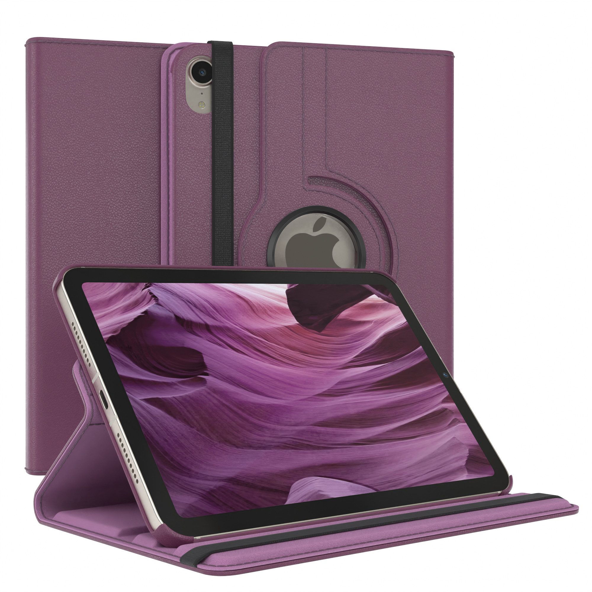 EAZY CASE Tablet-Hülle Rotation Case für Apple iPad Mini 6. Gen. (2021) 8,3 Zoll, Tablet-Hülle Bookstyle Case Fullcover Schutz Tasche Stehfunktion Lila