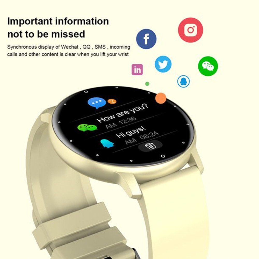 autolock Smartwatch mit Blutdruckmessung,Fitness-Tracker,Gesundheits-Tracker Smartwatch (1,28 Zoll), IP67,wasserdichte Smartwatch für Damen und Herren Smartwatch