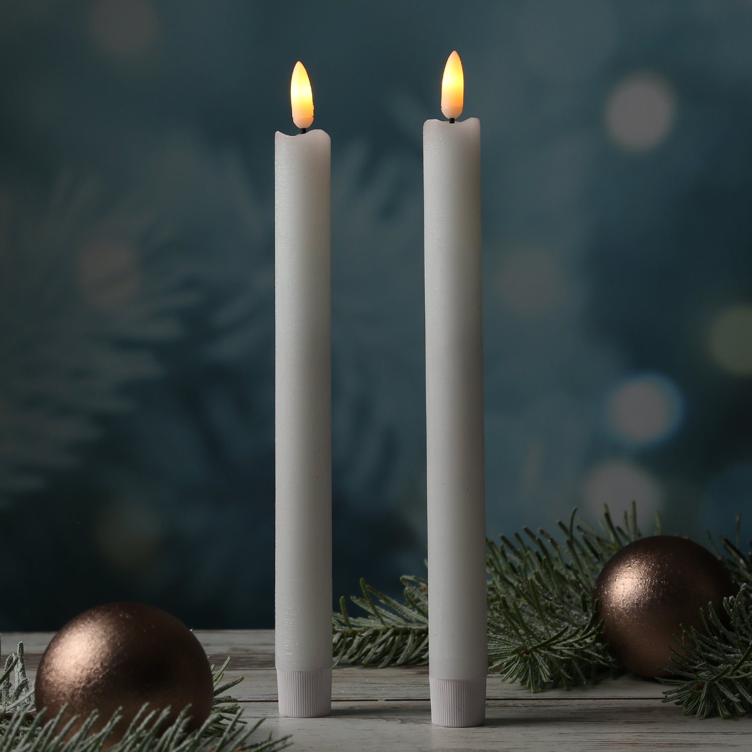 MARELIDA LED-Kerze LED Палка свечи Tafelkerzen Dinner Spitzkerzen rustikal 25cm weiß 2St (2-tlg)