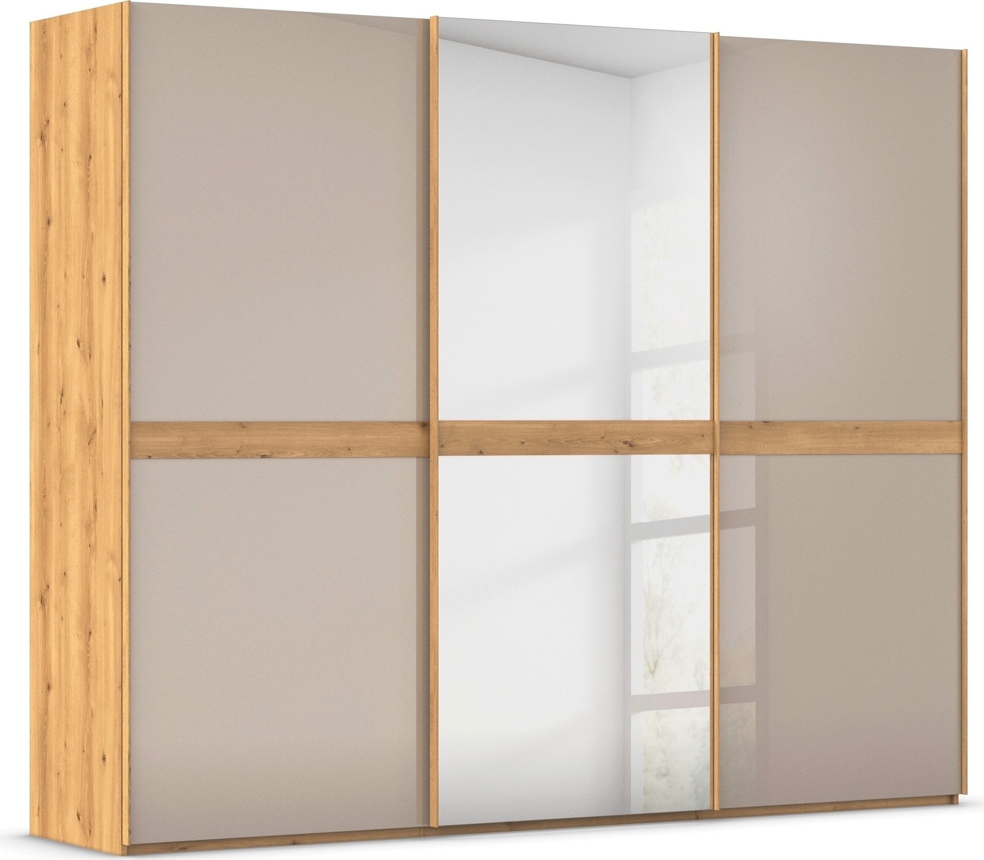 rauch Schwebetürenschrank Kleiderschrank Schrank Garderobe Schlafzimmerschrank SCALE-LINE edle Optik mit Bauchbinde mit Glas/Spiegel-Front MADE IN GERMANY