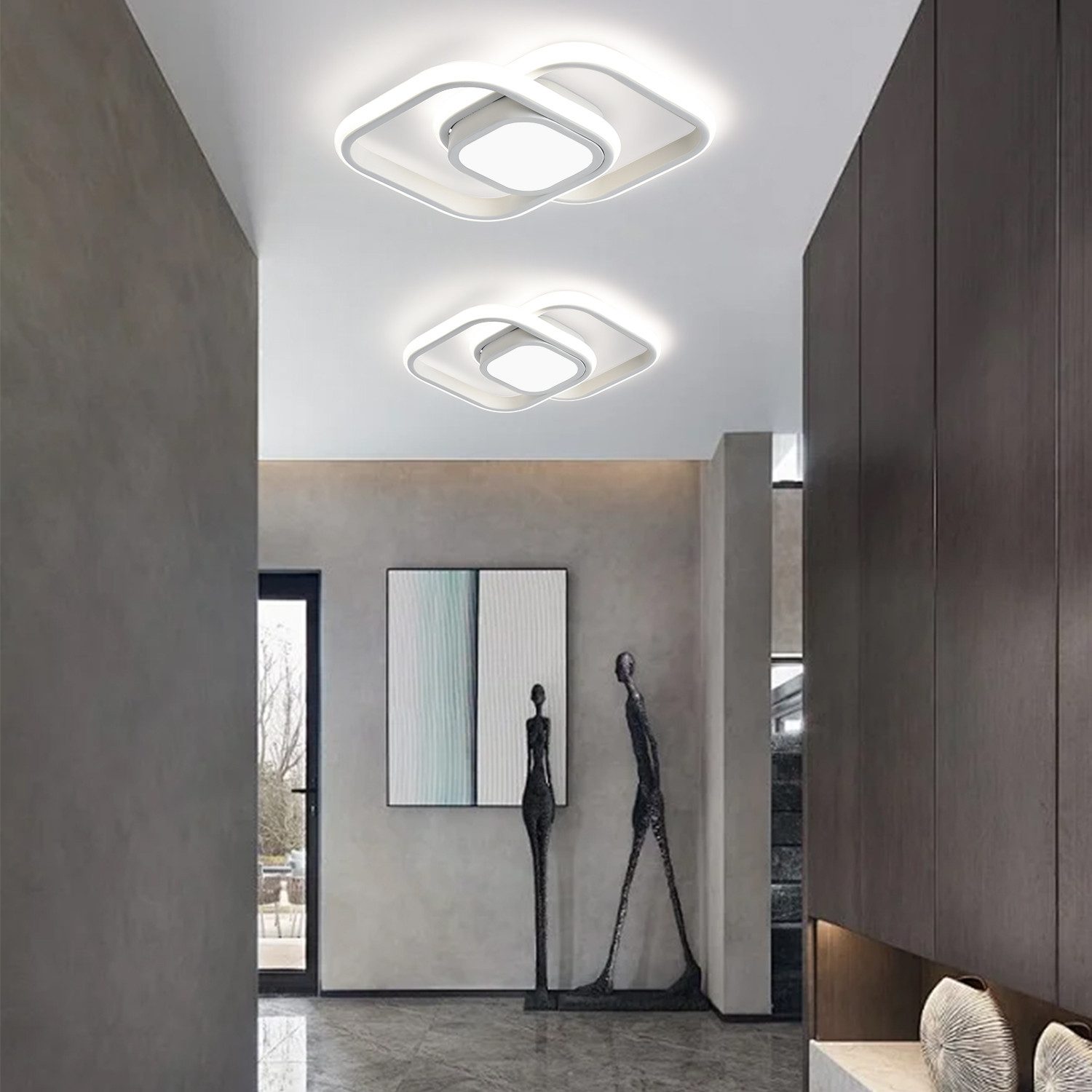 JDONG LED Deckenleuchte Schwarz/Weiß 30/32cm Deckenlampe 4000K 2000LM Neutralweiß Lampe, LED fest integriert, Tageslichtweiß, für Küche Balkon Flur Schlafzimmer Keller Ø30CM/32CM