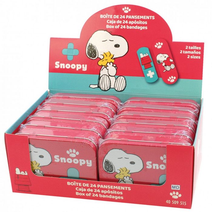 Snoopy Wundpflaster Peanuts Snoopy 24 Pflaster in roter Metalldose Mitgebsel Wundpflaster (24 St)